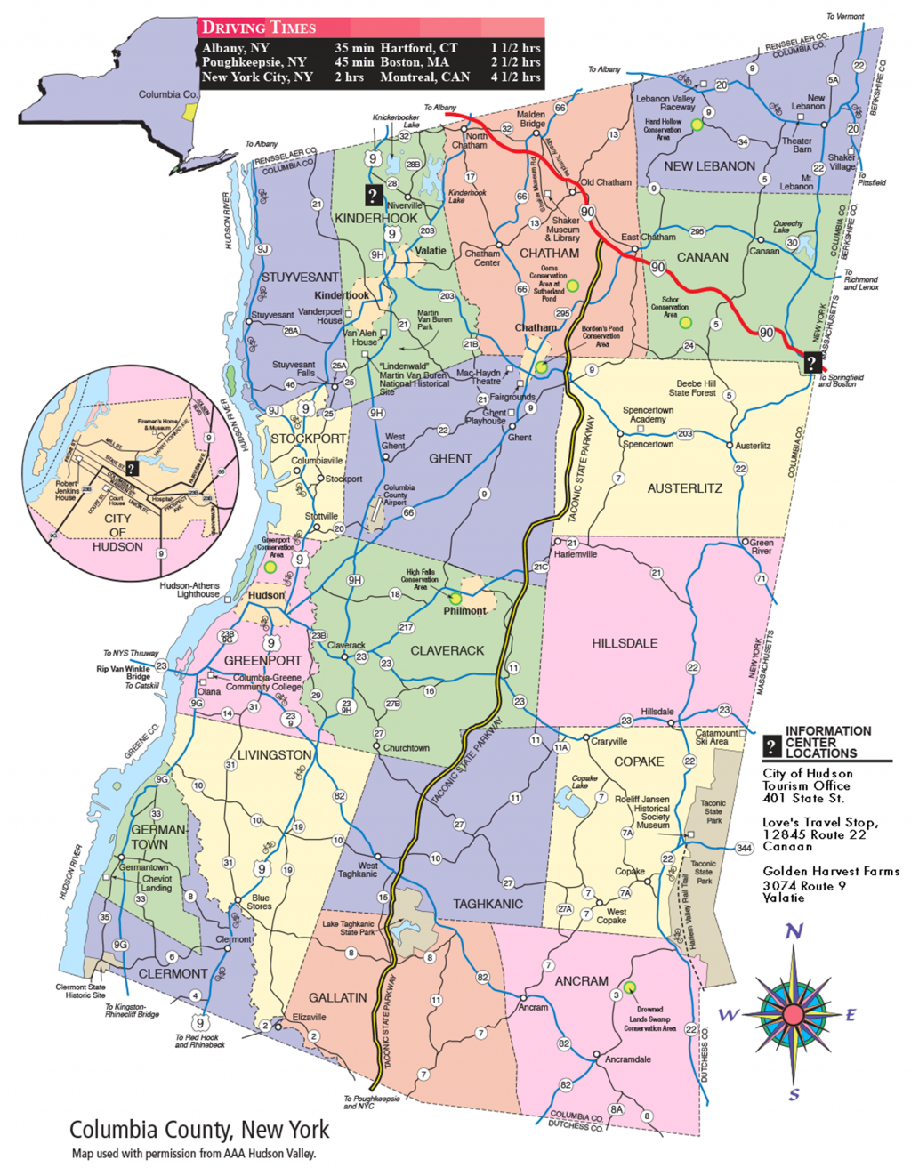 Columbia County NY Map